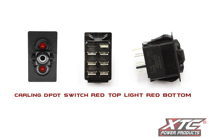 ON-OFF-ON DPDT Rocker Switch with Red Top and Bottom LED