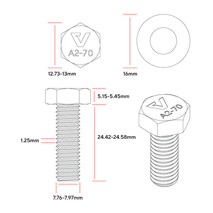 M8x25mm Zinc Kit - Valor Offroad